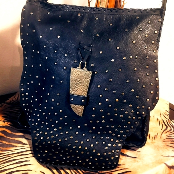 HOUSE OF HARLOW WS BLK Studded LTR Saddlebag-NWOT - Picture 7 of 13